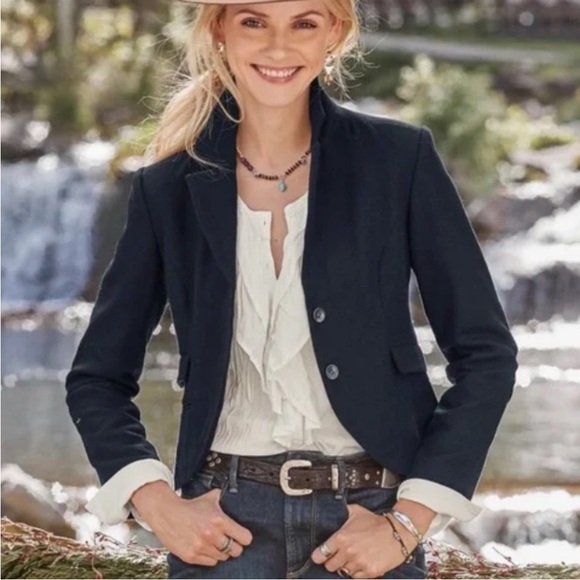 Sundance Jackets & Blazers - Sundance Rosette Highland Black Wool Blend Button Up
Elbow Patch Blazer Size 4.